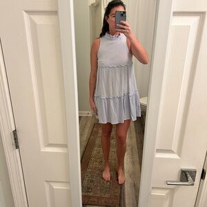 Sleeveless Ruffled Blue Dress